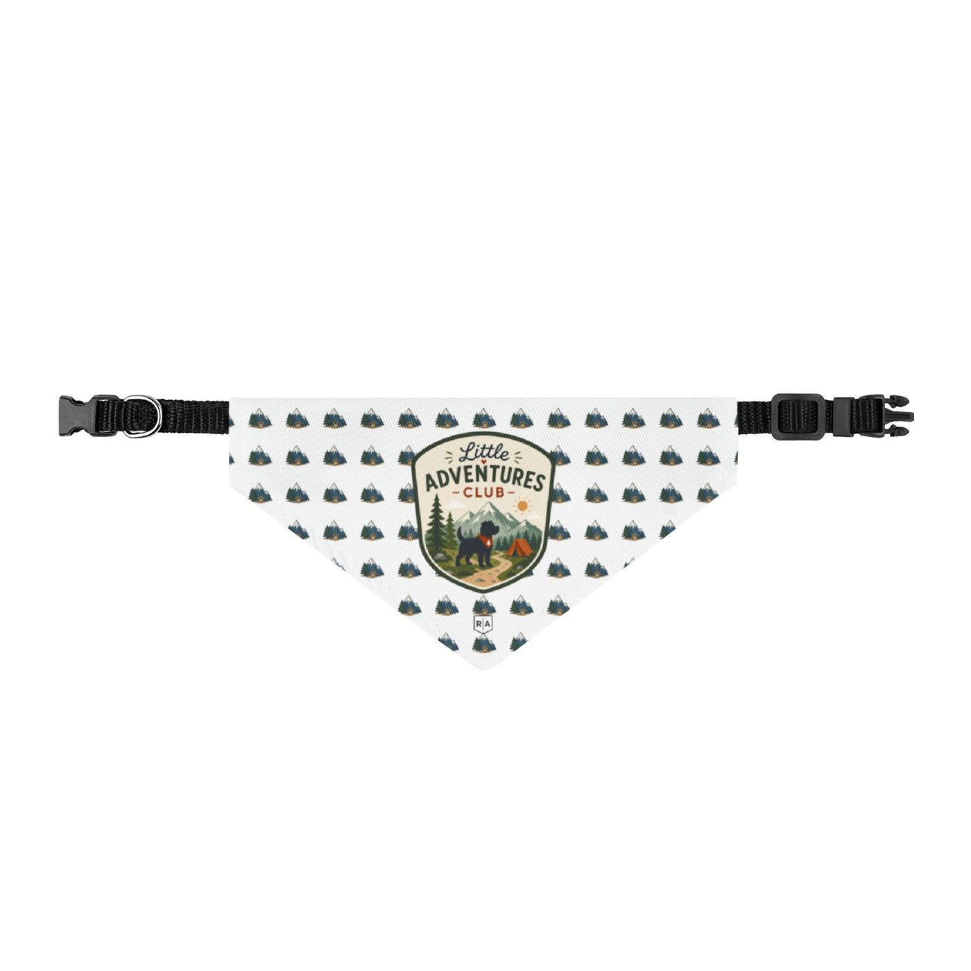 Clip-On Pet Bandana — 'Little Adventures Club' Outdoor Dog Bandana with Camper Pattern