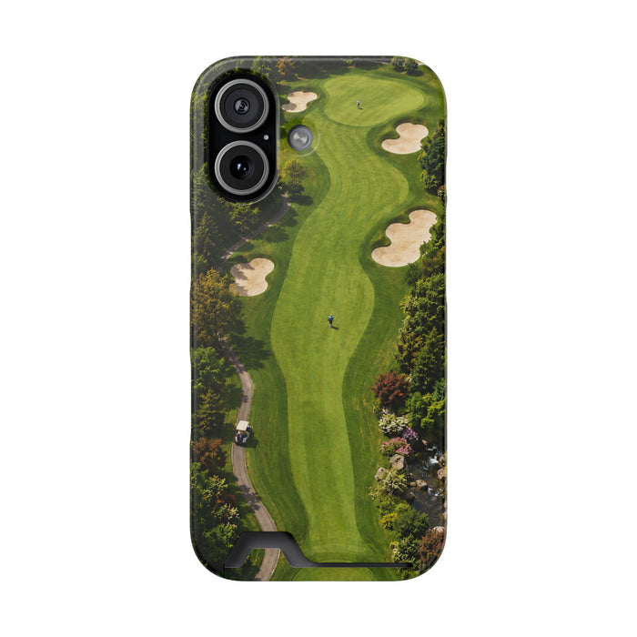 Golf Course Phone Case with Card Holder — Aerial Fairway Design