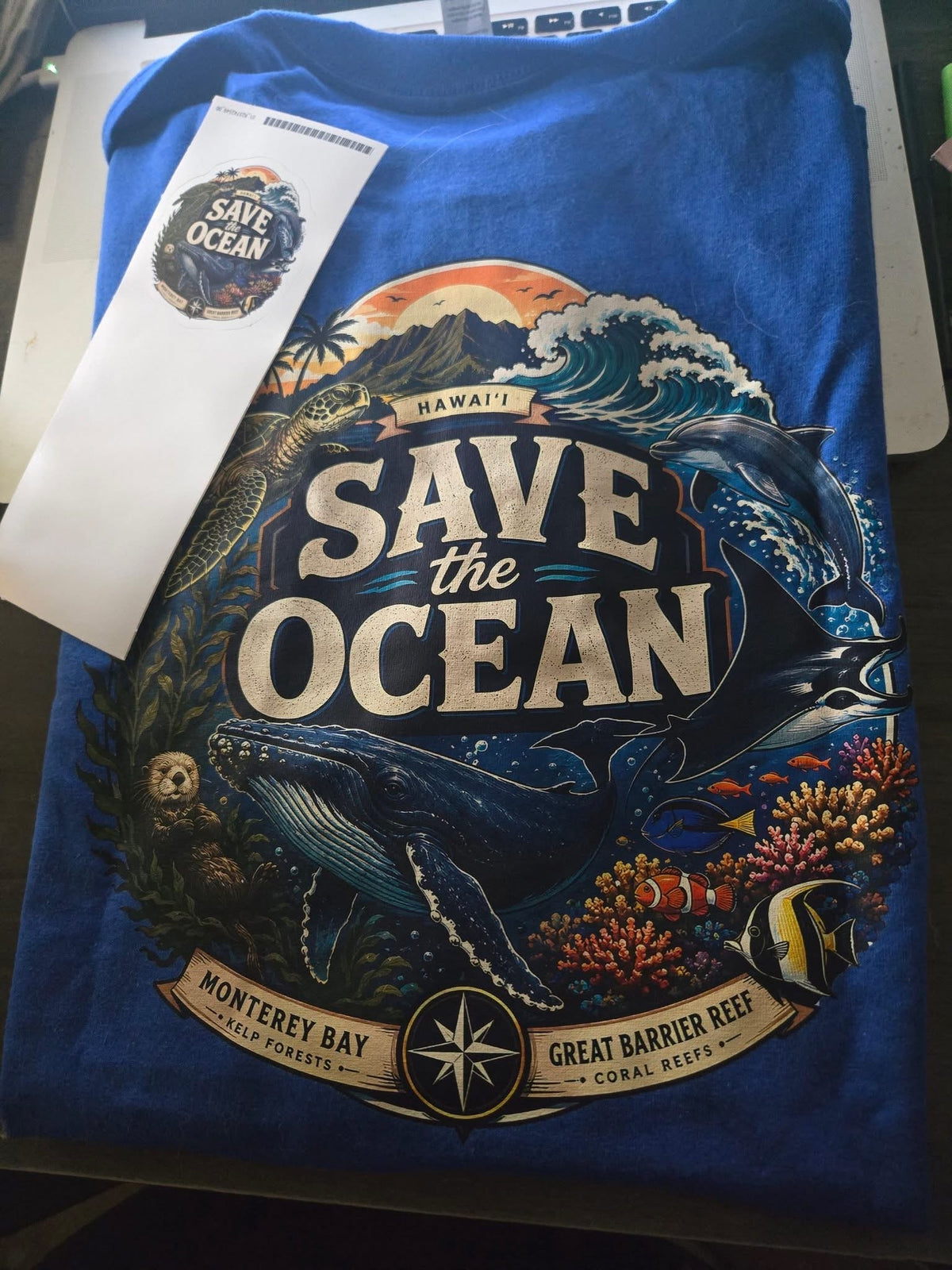 Our Save the Ocean tee, shared by one of our amazing customers. Inspired by the beauty of Hawaii, Monterey Bay, and the Great Barrier Reef, this design celebrates the marine life and ecosystems worth protecting. Thank you for supporting Runyard Apparel and wearing what matters.