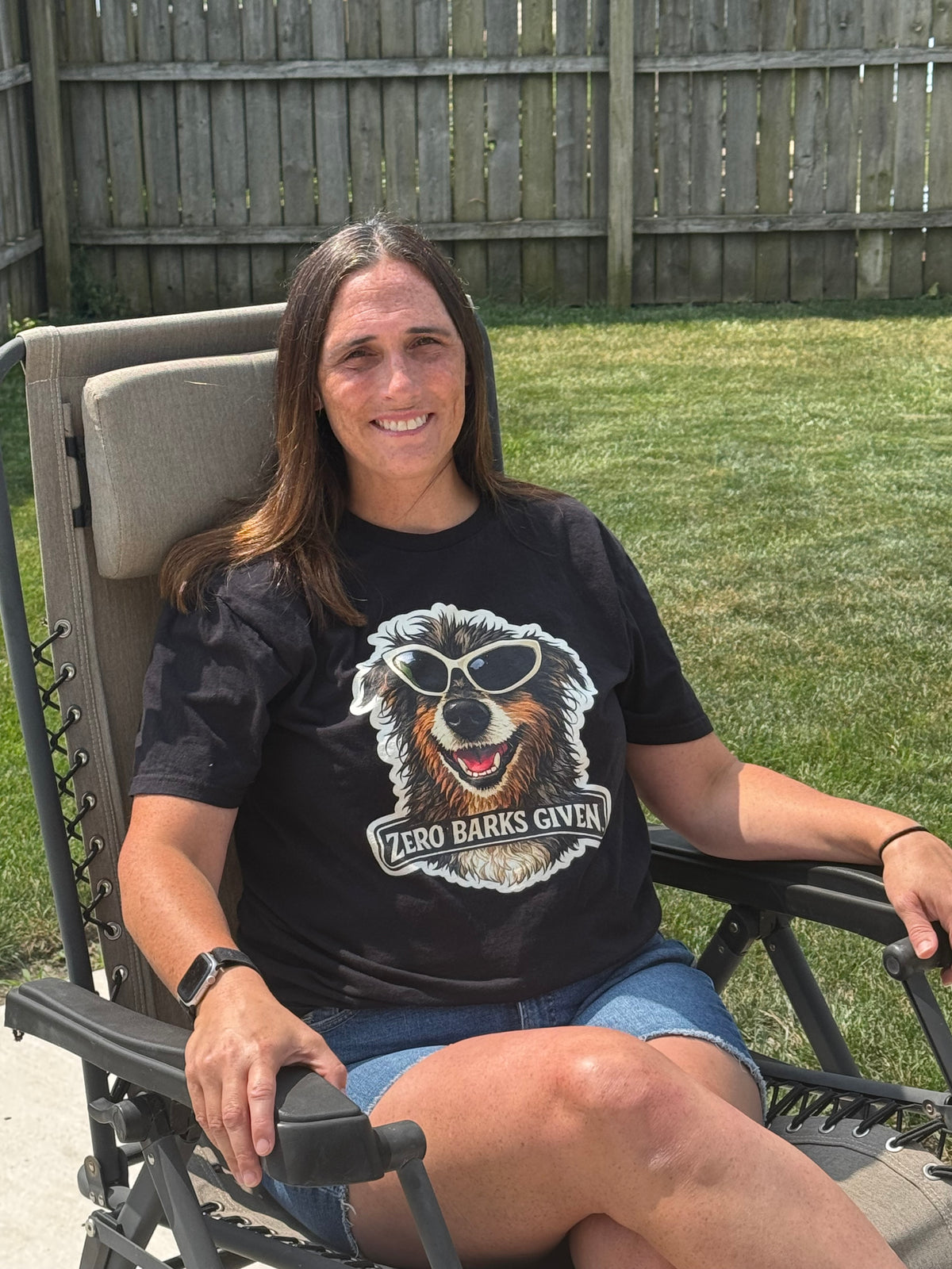A special thank-you to the very first person to support Runyard Apparel! She’s showing off our Zero Barks Given tee—made for dog lovers with a sense of humor and plenty of personality. Your support helped start our journey, and we’ll always be grateful.